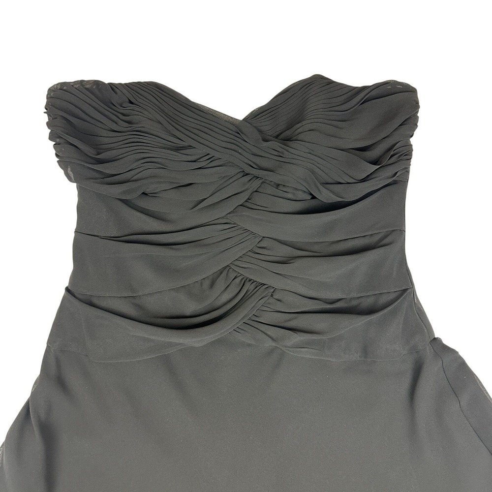 White House Black Market Black Strapless Ruched Chiffon Cocktail Dress Size 8